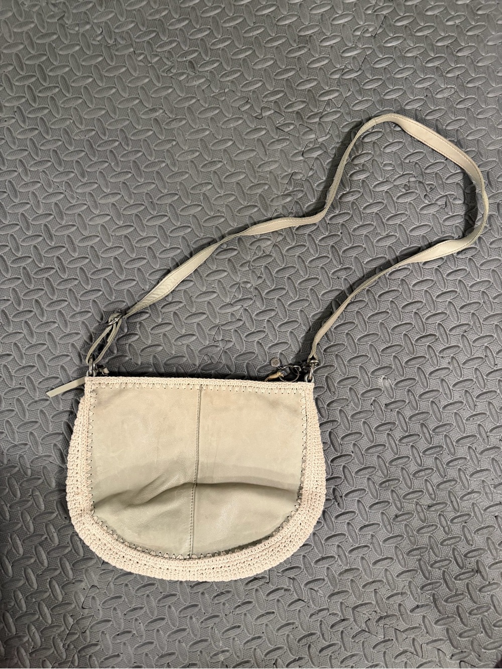 The Sak Light Beige Crochet-Trim Crossbody Bag